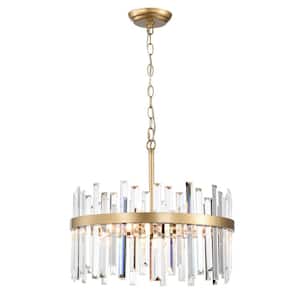 Celina 18.5 in. 5-Light Bronze Drum Crystal Glass Chandelier with No Bulbs Included