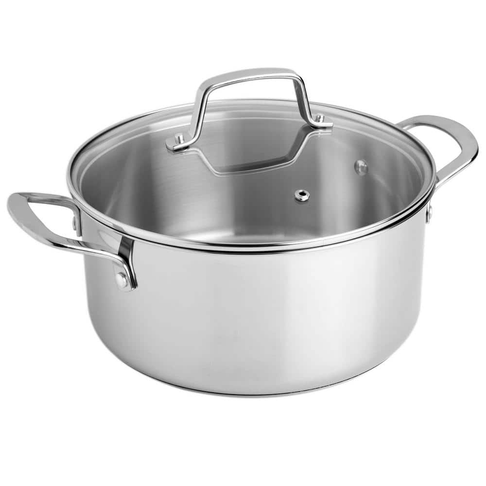 5 Quart Stainless Steel Dutch Oven with Vented Glass Lid