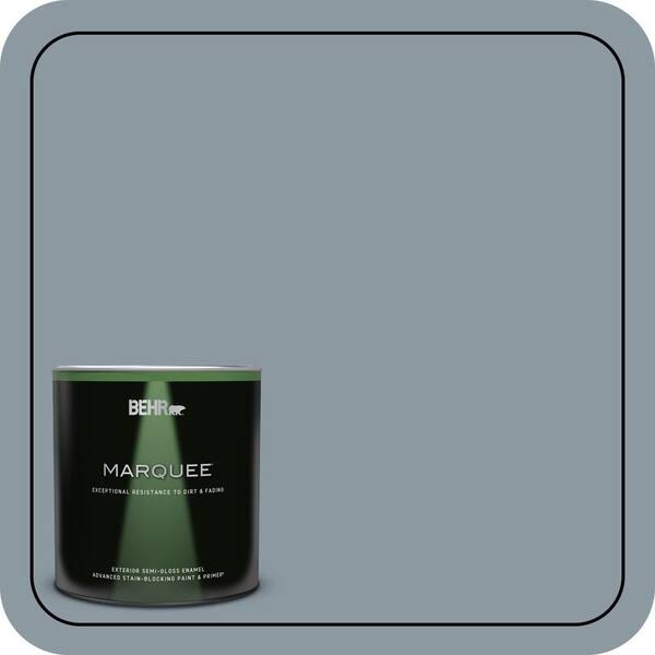 BEHR MARQUEE 1 qt. #N490-4 Teton Blue Semi-Gloss Enamel Exterior Paint & Primer