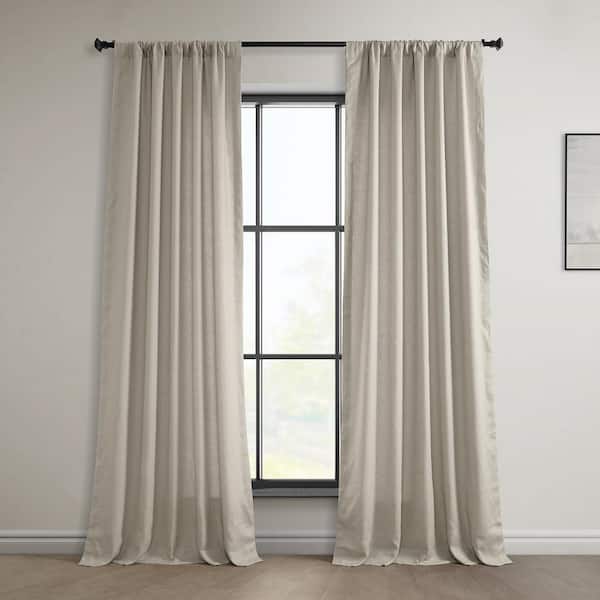 Exclusive Fabrics & Furnishings Light Birch Beige Euro Linen Rod Pocket Light Filtering Curtain - 50 in. W x 96 in. L (1 Panel)