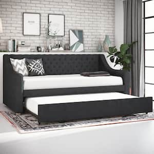 Nolita Gray Velvet Upholstered Daybed and Trundle