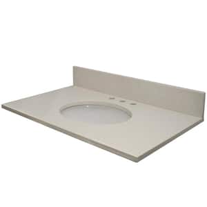 Vista 31 in. W x 22 in. D Quartz Vanity Top in Ivory Sparkle with a White Oval Basin