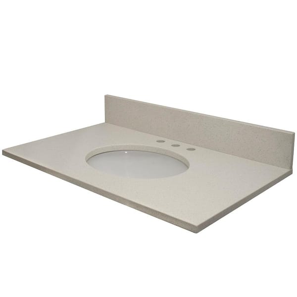 MarCraft Vista 49 in. W x 22 in. D Quartz Vanity Top in Ivory Sparkle with a White Oval Basin