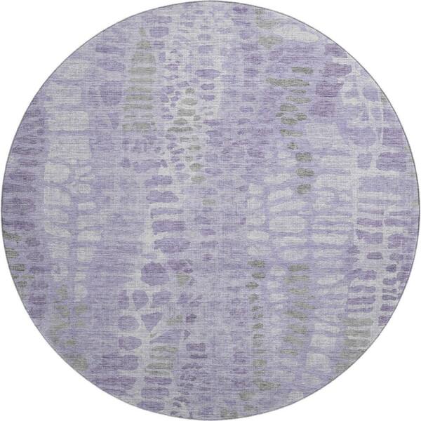 Mayfield Premium Machine Washable Abstract AMF2382 Purple 8 ft. x 8 ft. Round Rug