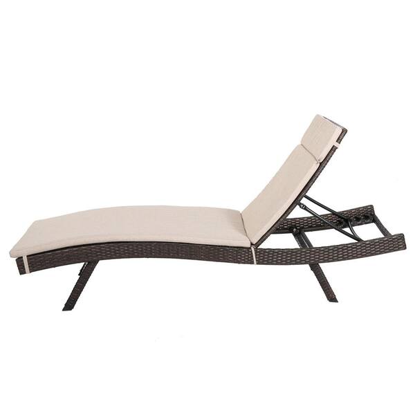 Noble House Salem MultiBrown 4Piece Faux Rattan Outdoor Chaise Lounge