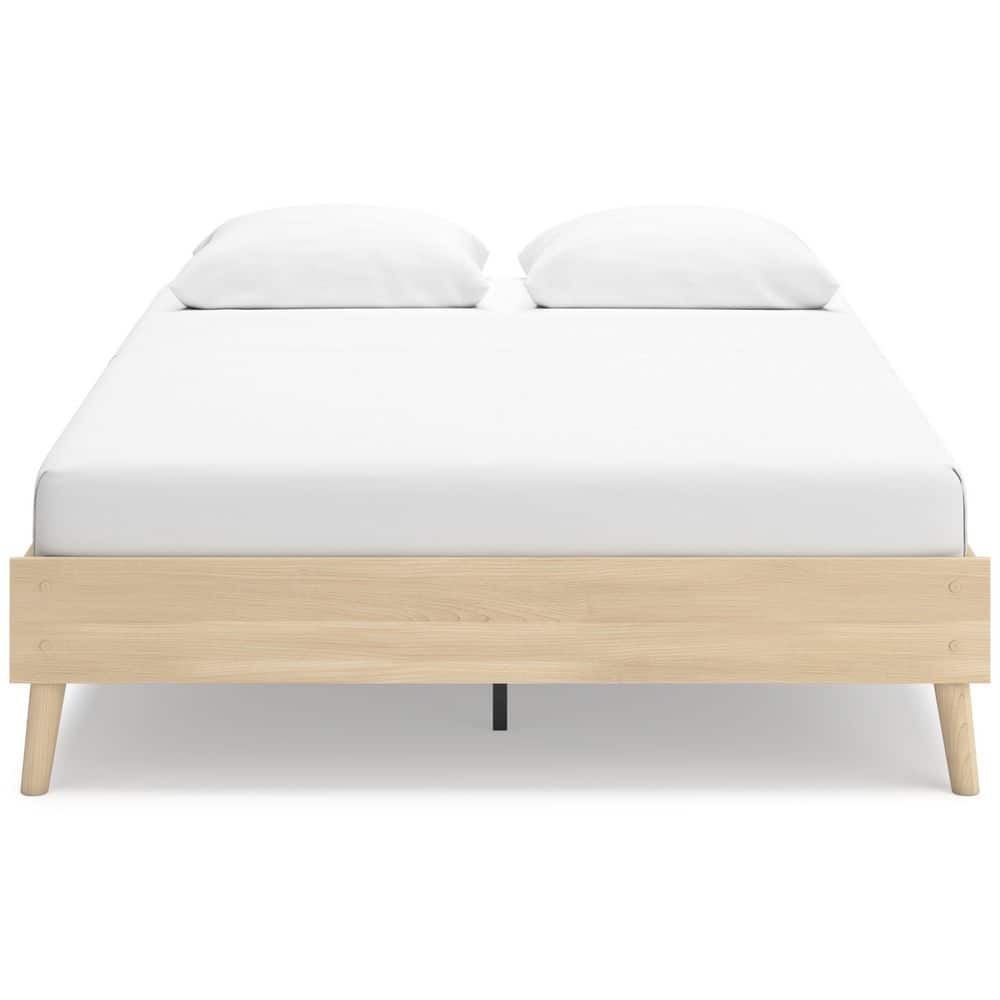 Light Brown Queen Wood Platform Bed with Storage