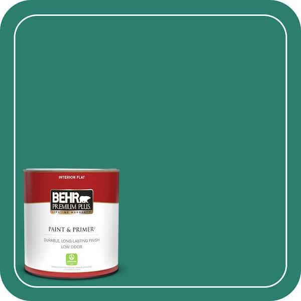 BEHR PREMIUM PLUS 1 qt. #P440-7 Mermaid Sea Flat Low Odor Interior Paint & Primer