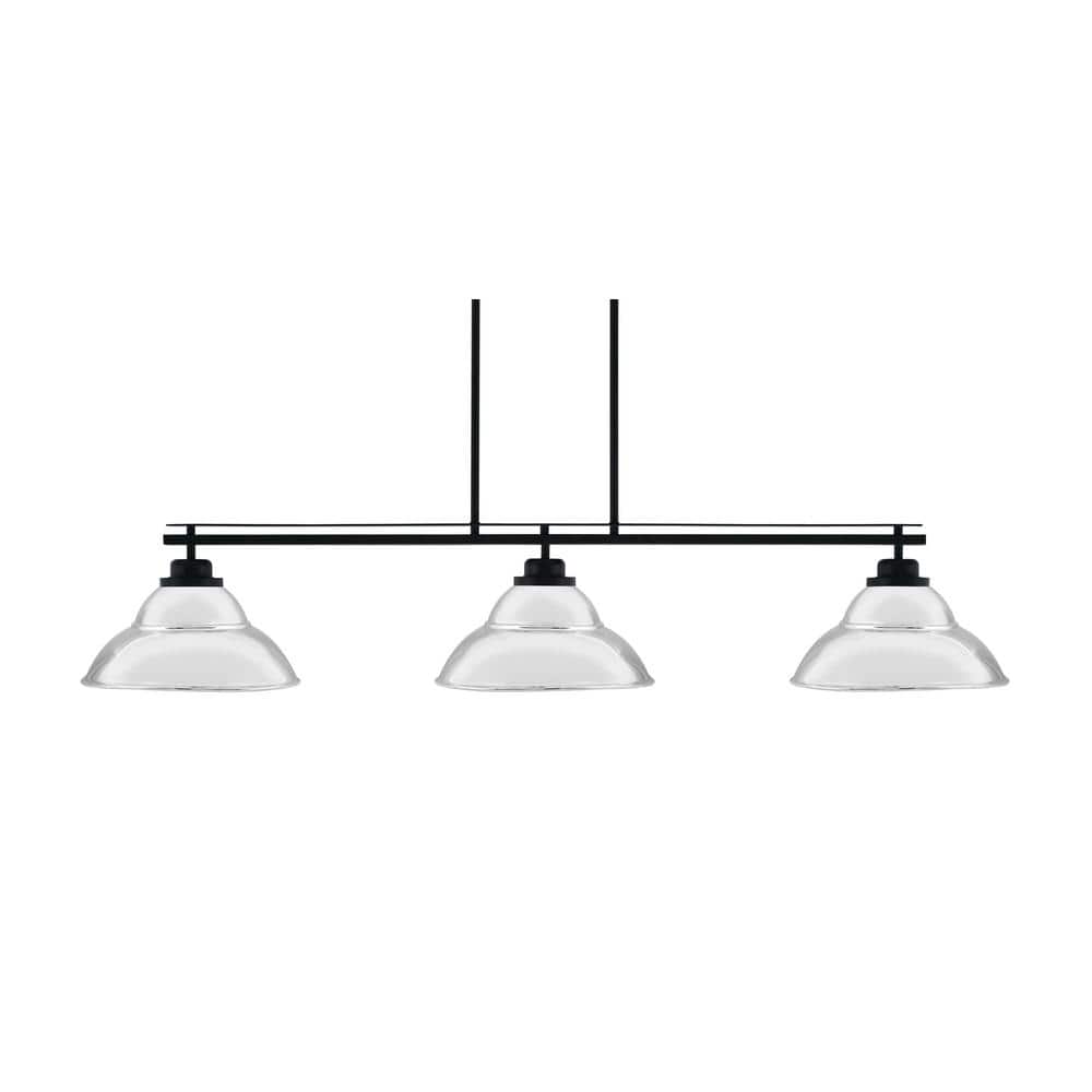 Monroe 3-Light, Round Fitter, Matte Black Finish, Billiard Light, 13 in. Ch