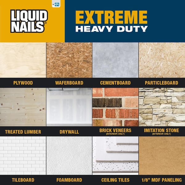 Liquid Nails Extreme Heavy Duty 10 oz. White Interior and Exterior  Construction Adhesive LN 907 - The Home Depot