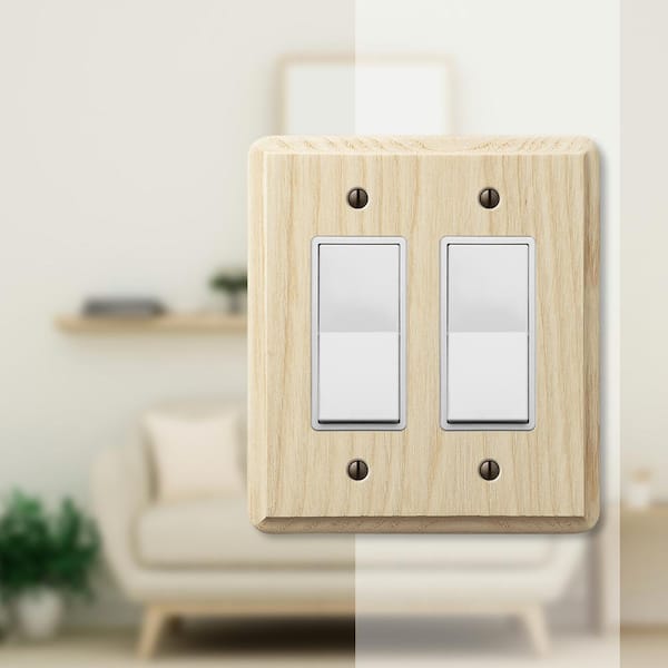 Contemporary 2 Gang Rocker Wood Wall Plate - Unfinished Ash