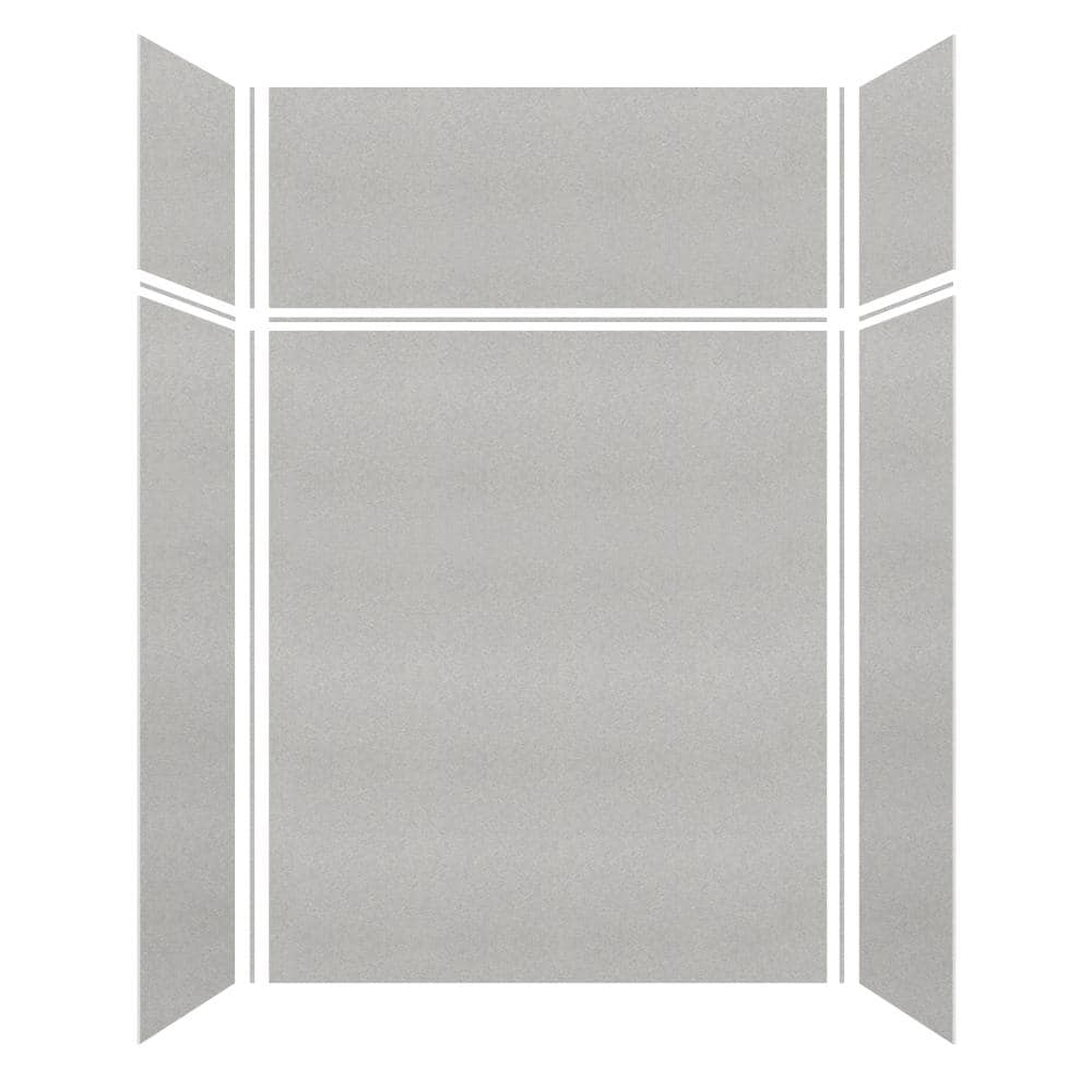 Saramar 60 in. W x 96 in. H x 36 in. D 6-Piece Glue to Wall Alcove Shower Wall Kit with Extension in Grey Beach Velvet price history on PriceWatchPro