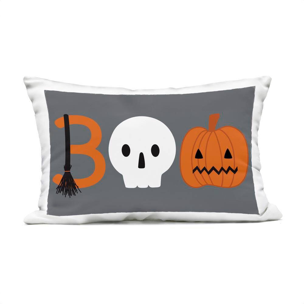 Boo Halloween Fun Typography Grey Rectangular Outdoor Throw Pillow price history on PriceWatchPro