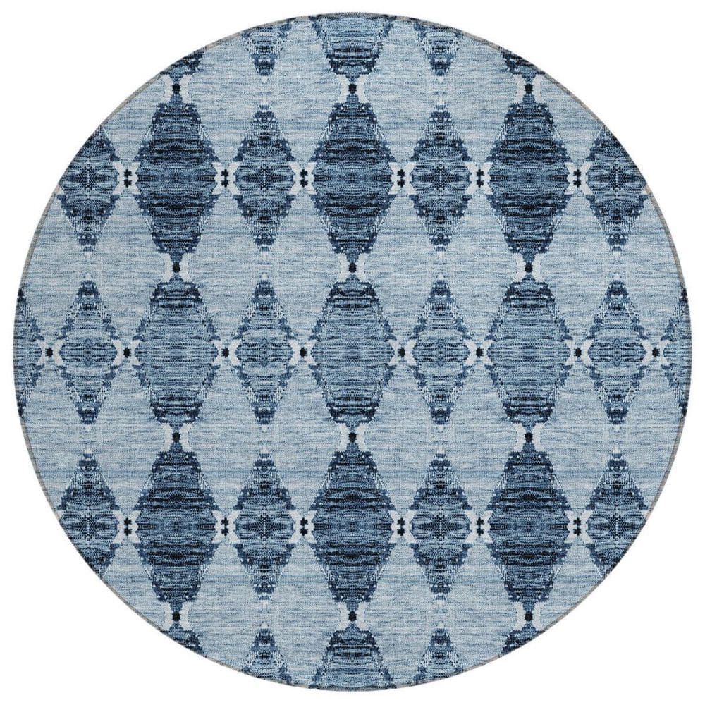 Navy Blue, Denim Blue 8 ft. Round Woven Moroccan Polyester Round Indoor/Outdoor Area Rug price history on PriceWatchPro
