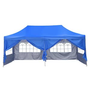 10 ft. x 20 ft. Blue Instant Patio Canopy Tent with Sidewalls