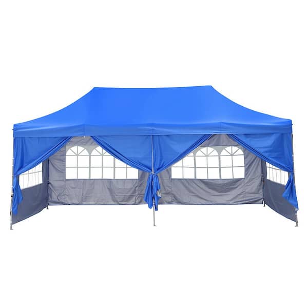 hulp in de huishouding temperen Verwoesten OVASTLKUY 10 ft. x 20 ft. Blue Instant Patio Canopy Tent with Sidewalls  AOV-ODF014BL - The Home Depot