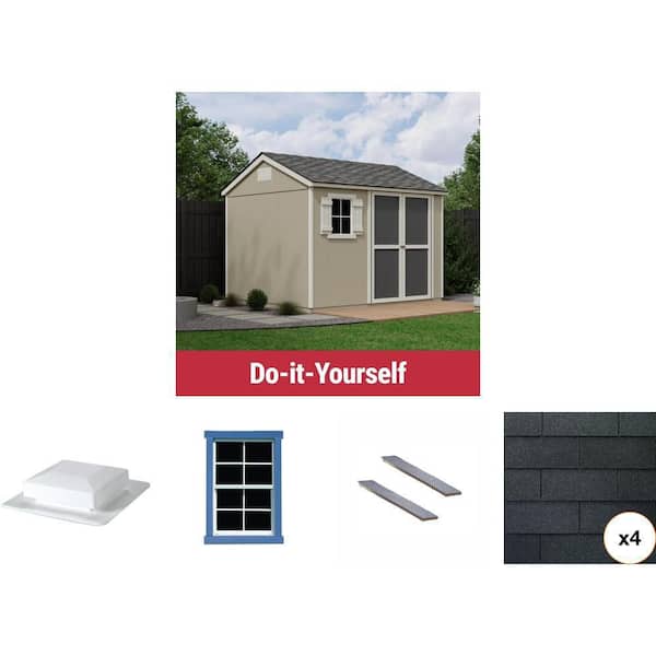 Metal Ramps, Small Square Window, Roofing Shingles (33.33 sq. ft.), Skylight and 10 ft.x8 ft. Wood Garden Shed Combo