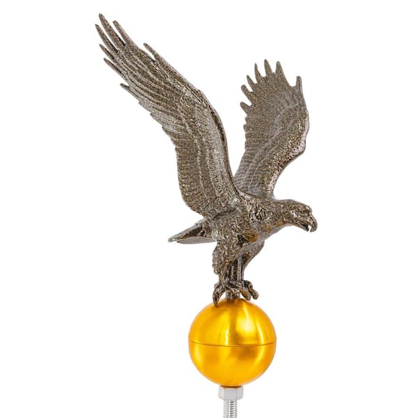 12" Aluminum Flagpole Eagle - Hammered Bronze with Gold Globe