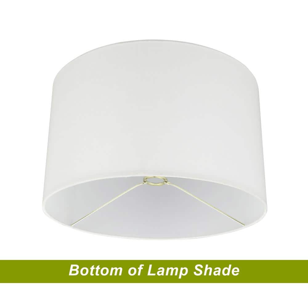 White Faux Linen Drum Barrel Lamp Shade, 17"