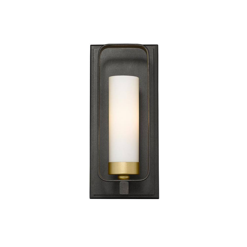 Aideen Olde Brass Dimmable Wall Sconce with Opal Glass Shade