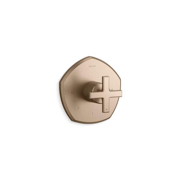 KOHLER Occasion Mastershower Temperature Control Valve Trim With Cross Handle in Vibrant Brushed Bronze
