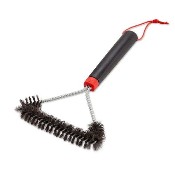 3-Sided Grill Cleaning Brush - Heavy Duty Triangular BBQ Brush with Scraper for Charcoal and Gas Grills