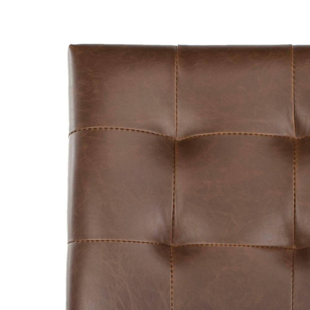 Nikita Brown Leather and Wood Bar Stools, Set of 2