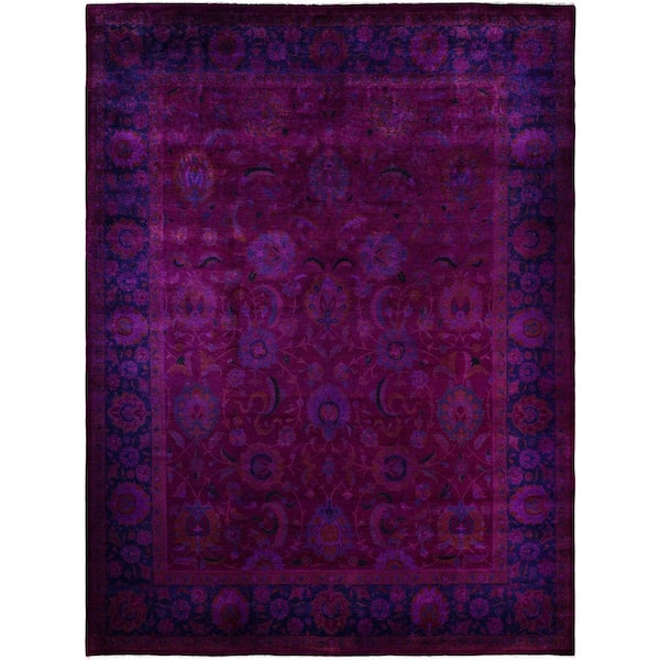 Overdyed Purple 9 ft. x 12 ft. Solid Wool Indoor Area Rug