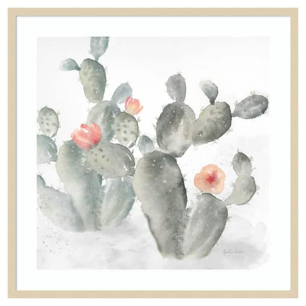 Amanti Art Cactus Garden Gray Blush III by Cynthia Coulter 33 in. W x 33 in. H. Wood Framed Wall Art Print Framed in Brown