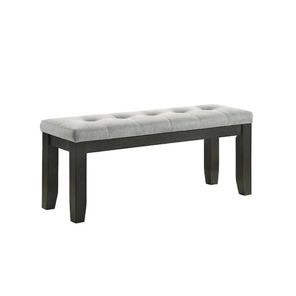 Benjara Gray and Brown 48 in. Backless Bedroom Bench with Wooden Frame