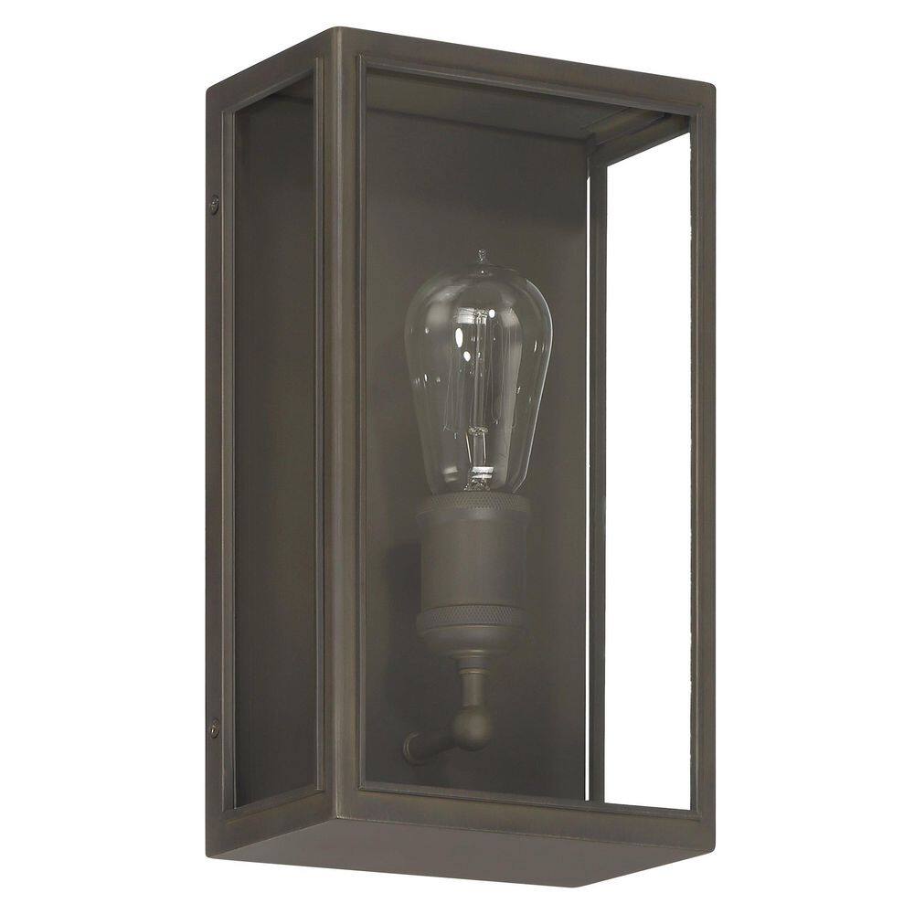 Hollis 12-inch 1-light Blackened Brass Exterior Wall Sconce with Clear Glass price history on PriceWatchPro
