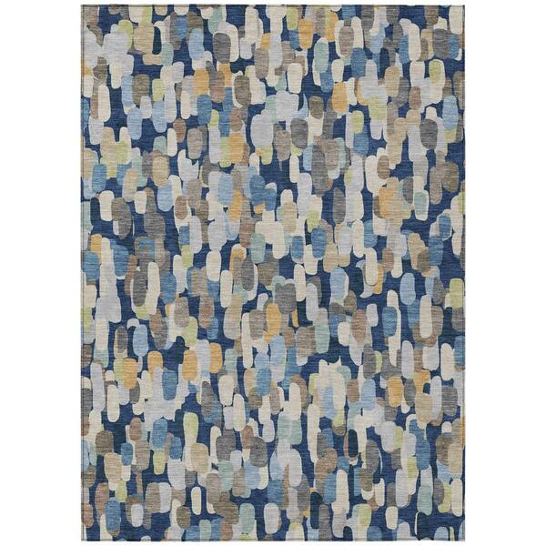 Chantille Machine Washable Indoor/Outdoor Abstract ACN2451 Navy 10 ft. x 14 ft. Area Rug