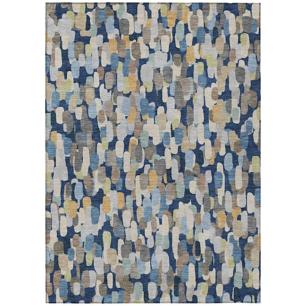 Chantille Machine Washable Indoor/Outdoor Abstract ACN2451 Navy 9 ft. x 12 ft. Area Rug