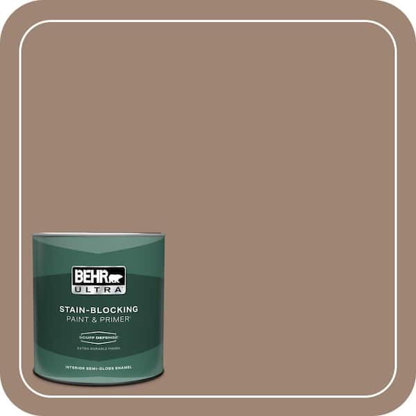 BEHR ULTRA 1 qt. #760B-5 Blanket Brown Extra Durable Semi-Gloss Enamel Interior Paint & Primer