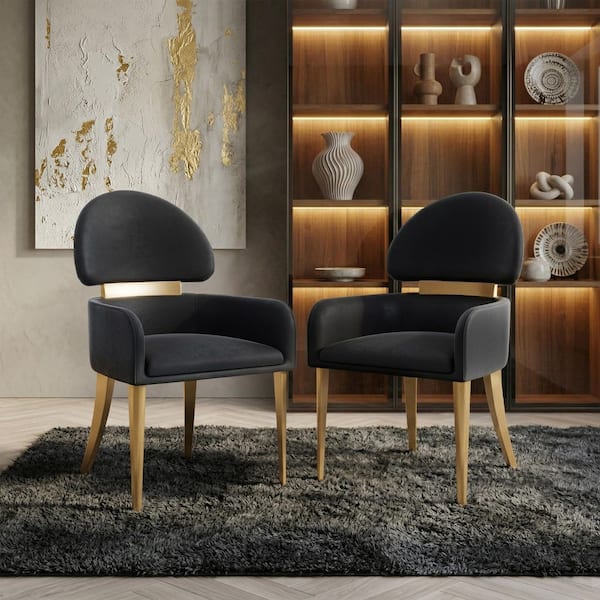 Furniture of America Varand Contemporary Black/Matte Gold Fabric
