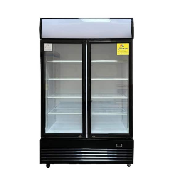 Cooler Depot 18 Cu. ft. Commercial Slim Narrow Upright Display Refrigerator 2-Glass Door Beverage Cooler in Black, White