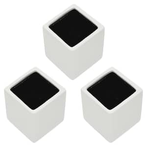 Cube 3-1/2 in. x 4 in. Matte White Ceramic Wall Planter (3-Piece)