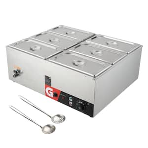 37.8 qt /36L 6-Pan Electric Countertop Food Warmer Buffet Server in Stainless Steel, 6.3 qt /Pan