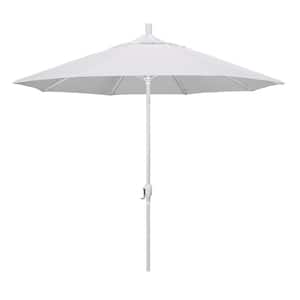 9 ft. Aluminum Market Push Tilt - M White Patio Umbrella in Natural Pacifica