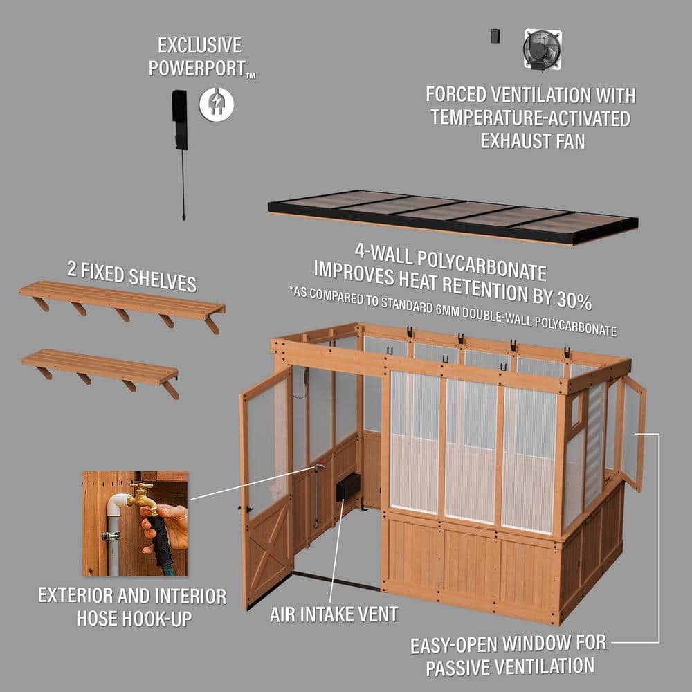 Willow 9 x 6 Wooden Polycarbonate Greenhouse