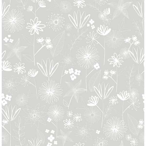 Brewster Mariska Grey Meadow Strippable Roll (Covers 56.4 sq. ft.)