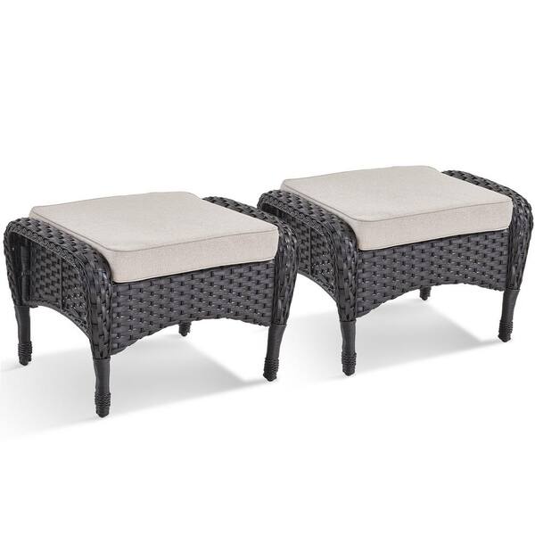 Black wicker ottoman discount