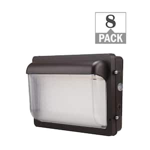 400-Watt Equivalent Modern Slim Integrated LED Bronze Wall Pack Light Adjustable 9600-13800 Lumens and CCT (8-Pack)