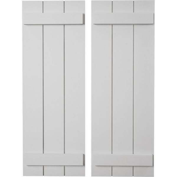 Ekena Millwork 16.5 in. x 40 in. Timberthane Polyurethane 3-Board Joined Board-n-Batten Smooth Faux Wood Shutters Pair