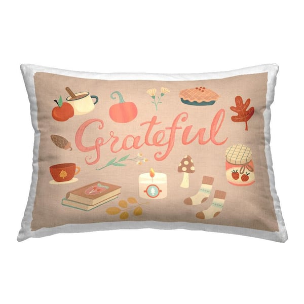 Stupell Industries Grateful Cozy Fall Essentials Multi-Color Print Polyester 14 in. X 20in. Throw Pillow