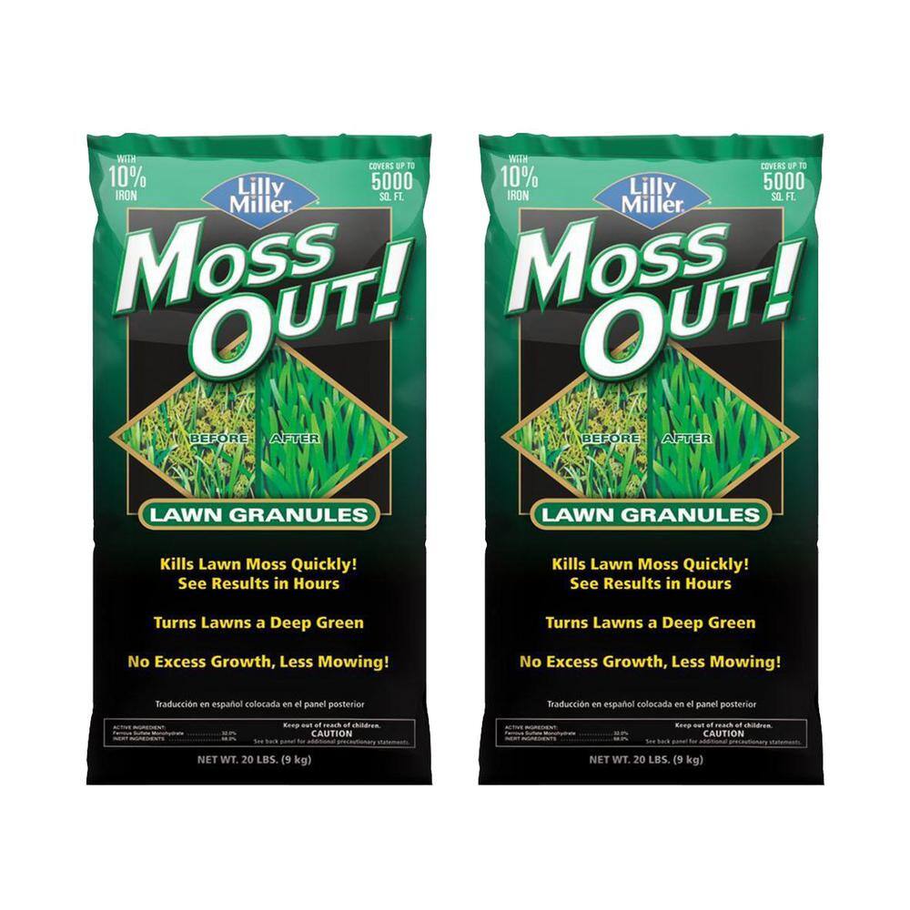 Moss Out! 20 lbs. Moss Killer Lawn Granules (2Pack) 100099164 The