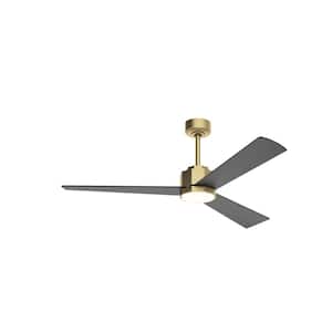 Everlea 52 in. Indoor/Outdoor Brushed Gold Modern Ceiling Fan with Color Changing LED and Remote Control