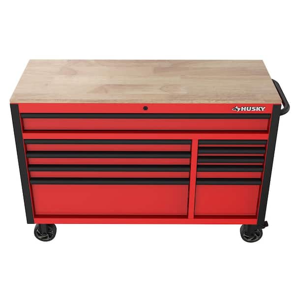 Husky Standard-Duty 52 in. W 10-Drawer Matte Red Mobile Workbench