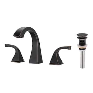 Monset 8 in. Widespread Double Handle Bathroom Faucet with Pop-Up Drain in Oil Rubbed Bronze (1-Pack)