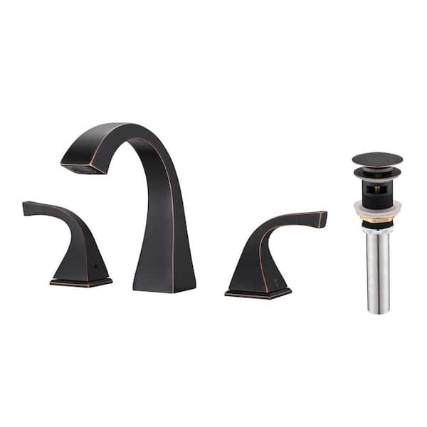 Mondawe Monset 8 in. Widespread Double Handle Bathroom Faucet with Pop-Up Drain in Oil Rubbed Bronze (1-Pack)