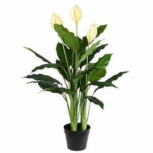 37 in. Artificial Green Peace Lily Real Touch Plant.